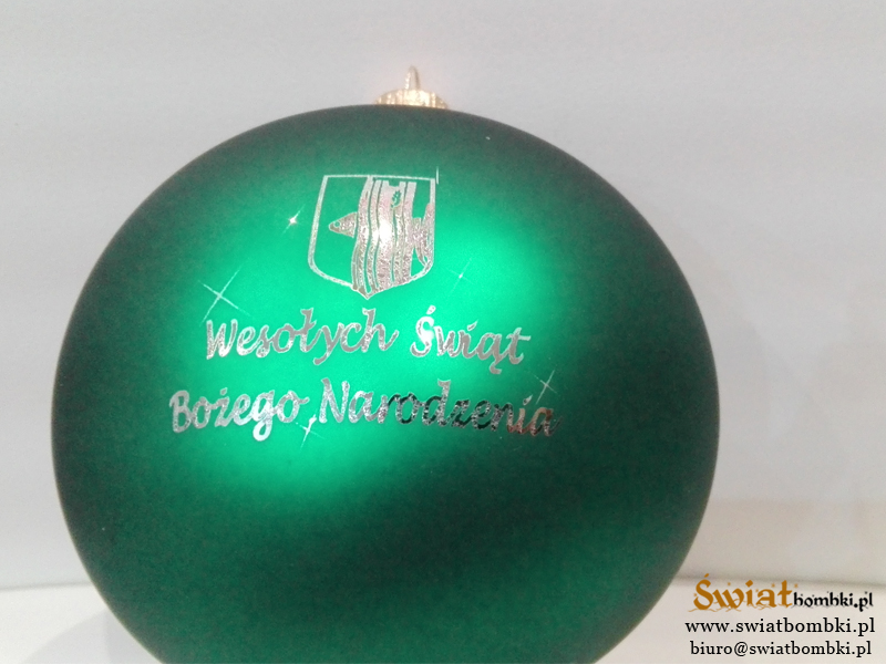 christmas balls with logo, green